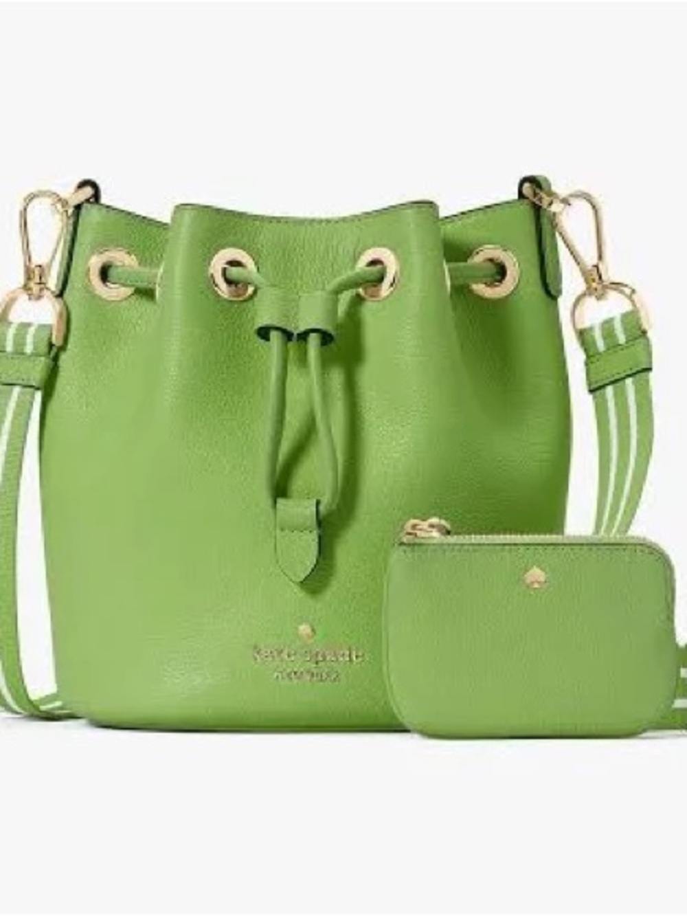 Kate Spade Rosie Mini Bucket Lime Green Pebbled Leather on Guitar Strap - Picture 5 of 7